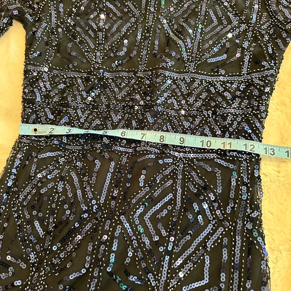 MOLLY BRACKEN SHEER LONG SLEEVE SEQUIN MINI DRESS navy blue size S - Picture 8 of 11